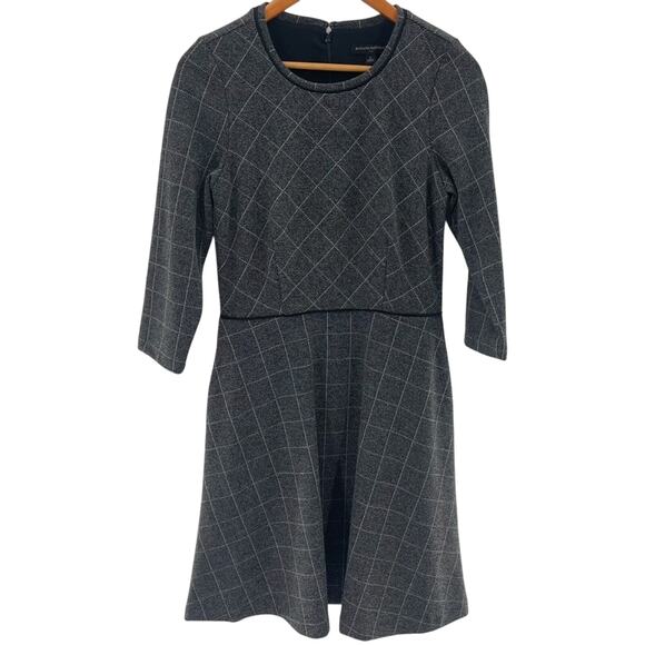 NWT Banana Republic Gray Windowpane 3/4 Sleeve
Scoop Neck Casual Dress Size 6 - Picture 1 of 11